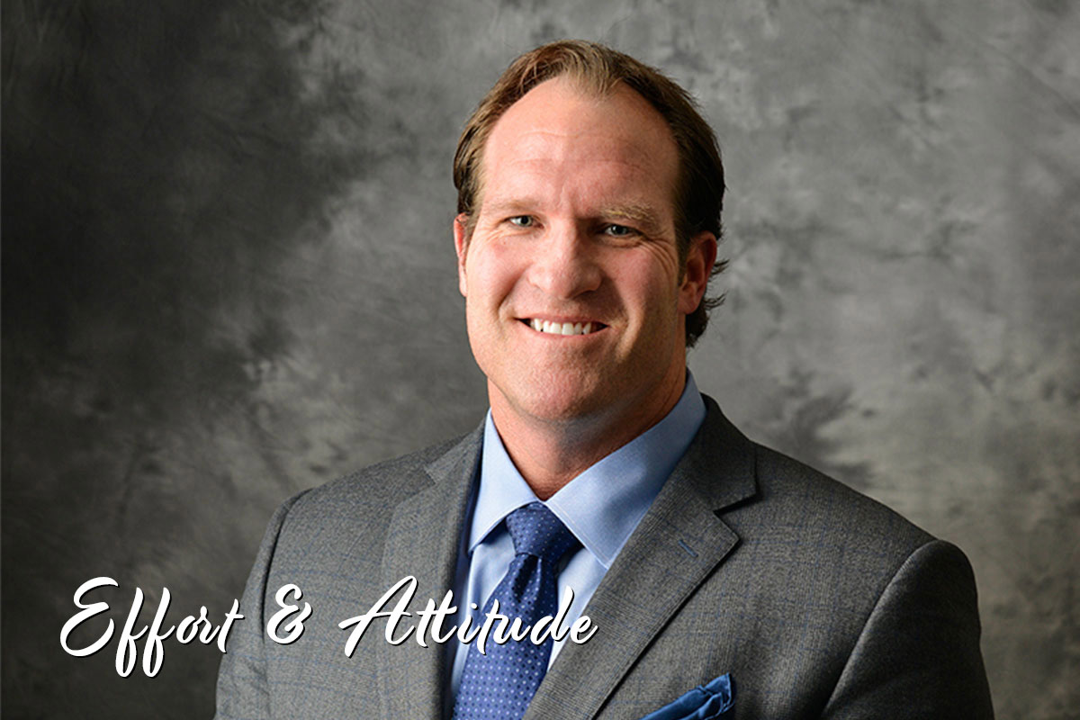 Headshot of David Viger with 'Effort & Attitude' written at bottom